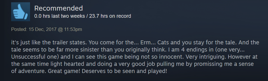 Steam review of purrfect date visual novel dating sim game